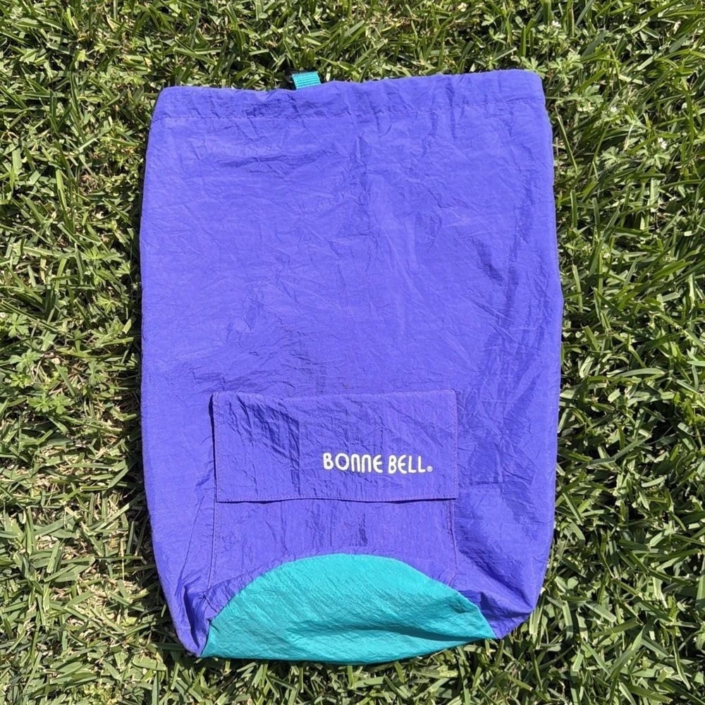 Vintage Bonne Bell Neon Purple & Green Draw Sack Bag